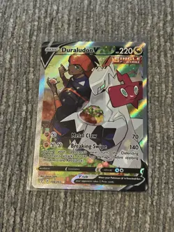 Pokemon Duraludon V Single Strike Holo Card Evolving Skies 198/203 English - Image 1