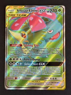 Pokemon Venusaur & Snivy GX Tag Team Full Art Card 210/236 Cosmic Eclipse 🍃 - Image 1