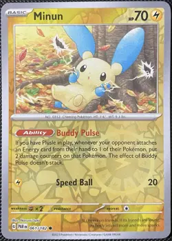 Minun 061/182 SV04: Paradox Rift Reverse Holo - Pokemon Card - Image 1
