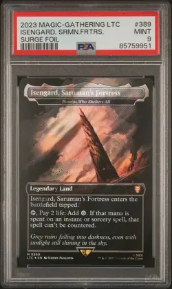 PSA 9 Isengard, Saruman's Fortress Surge Foil - LTC 0389 - NM - MTG Magic - Image 1