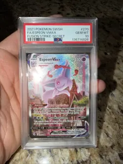 Espeon Vmax PSA 10 Fusion Strike Alt Art Pokemon Card 270/264 Full Art 2021 FA - Image 1