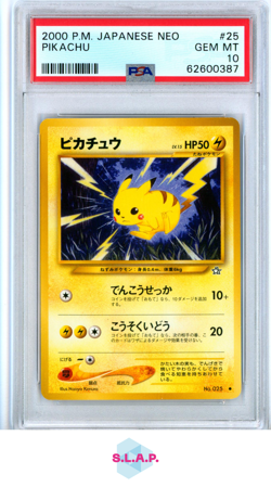 PIKACHU POKEMON 25 2000 GOLD, SILVER TO A NEW WORLD COMMON JAPANESE PSA 10 - Image 1