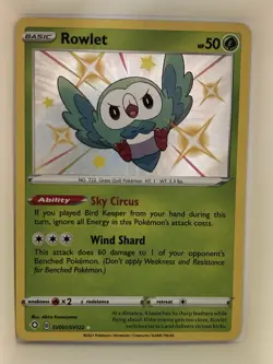 Pokemon: Rowlet SV001/SV122 - Shining Fates Shiny Vault Holo Rare - Image 1
