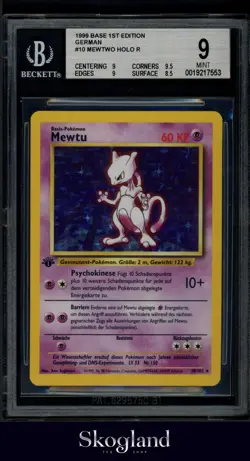 1999 POKEMON BASE SET MEWTU FIRST EDITION HOLO #10 GERMAN BGS 9 MINT - Image 1