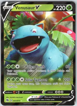 Venusaur V 001/073 Holo V Rare Champion's Path Pokemon NM - Image 1