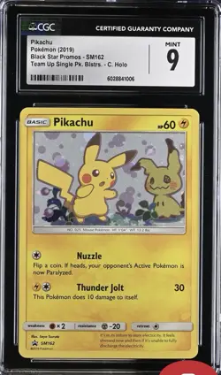 CGC 9 PIKACHU SM162 2019 POKEMON BLACK STAR PROMOS TEAM UP 1-PACK BLISTER Mint - Image 1