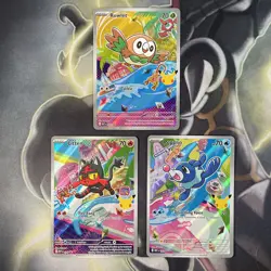 Pokemon First Partner MEP 043 Rowlet 044 Litten 045 Popplio - Black Star Promo - Image 1