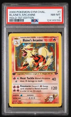 Pokemon Blaine's Arcanine Gym Challenge 1st Edition Holo Rare PSA 8 - Image 1