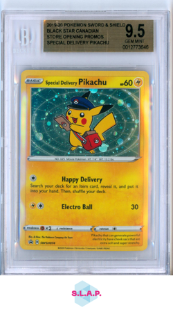 PIKACHU POKEMON SWSH074 2019-20 SPECI4L DELIVERY - ENGLISH BECKETT 9,5 - Image 1