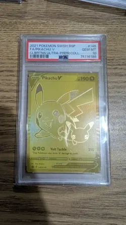PSA 10 Pikachu V SWSH145 Black Star Promo Pokemon Card Celebrations UPC - Image 1