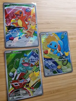 Pokemon TCG First Partner Illustration Collection Series 1 Kanto GEN 1 3x Cards - Image 1