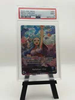 PSA 9 One Piece Card Game TCG Nefeltari Vivi OP04-001 Alt Art Leader Kingdoms - Image 1