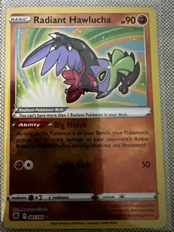 Radiant Hawlucha 081/189 Astral Radiance Pokemon TCG Card NM - Mint Shiny Rare - Image 1