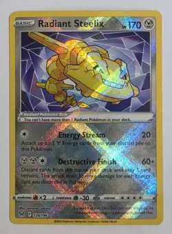 Radiant Steelix Holo Radiant Rare Pokemon Lost Origin Card 124/196 - Image 1