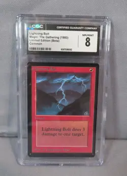 LIGHTNING BOLT Limited Ed. BETA Common 1993 MTG Magic Card Graded CGC 8 NM/M - Image 1