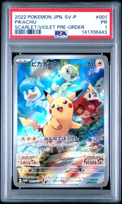 2022 POKEMON JPN SV PROMO SCARLET & VIOLET PRE-ORDER #001 PIKACHU PSA 1 - Image 1