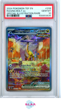 RAGING BOLT EX POKEMON TCG 208 2024 TEMPORAL FORC3S HOLO ENGLISH PSA 10 - Image 1
