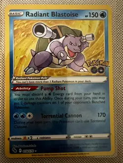 Pokemon TCG Radiant Blastoise Pokemon GO 018/078 Holo Radiant Rare - Image 1