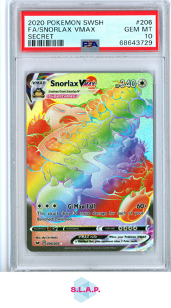 SNORLAX VMAX POKEMON TCG 206 2020 SWORD & SHIELD HOLO ENGLISH PSA 10 - Image 1