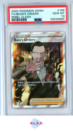 BOSS'S ORDER POKEMON TCG 189 2020 REBEL CLASH HOLO ENGLISH PSA 10 - Image 1