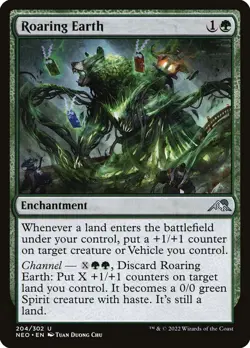 MTG Magic NEO Kamigawa Neon Dynasty - 1x EN NM 204 U Roaring Earth - Image 1