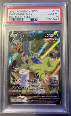 Pokemon TCG Tyranitar v Battle Styles 155/163 PSA 10 - Image 1