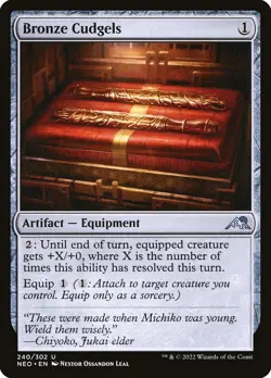 MTG Magic NEO Kamigawa Neon Dynasty - 1x EN NM 240 U Bronze Cudgels - Image 1