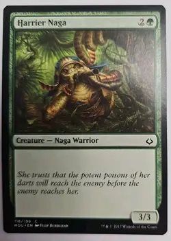 MTG Magic The Gathering Card Harrier Naga Creature Naga Warrior Green HOU - Image 1