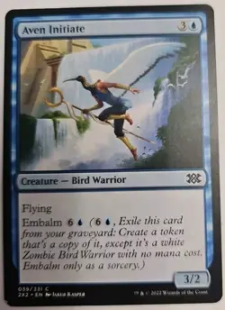 MTG Magic The Gathering Card Aven Initiate Creature Bird Warrior Blue Double Mas - Image 1