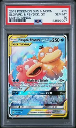 2019 POKEMON SUN & MOON UNIFIED MINDS #35 SLOWPOKE & PSYDUCK GX PSA 10 - Image 1