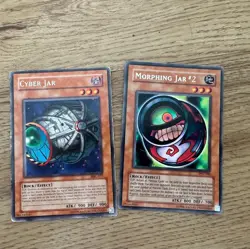 YUGIOH CYBER JAR MRL + MORPHING JAR #2 PSV RARE + MORPHING JAR BP01 COMMON MP - Image 1