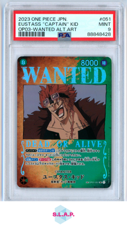 EUSTASS"CAPTAIN"KID ONE PIECE OP01-051 2023 PILLARS OF STRENGTH SR JAP PSA 9 - Image 1