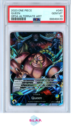QUEEN ONE PIECE OP04-040 2023 KINGDOMS OF INTRIGUE LEADER ENGLISH PSA 10 - Image 1