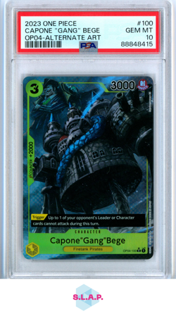 CAPONE"GANG"BEGE ONE PIECE OP04-100 2023 KINGDOMS OF INTRIGUE RARE EN PSA 10 - Image 1