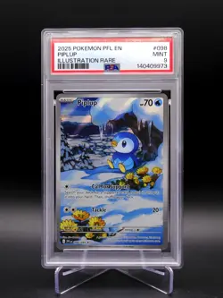 PSA 9 Mint Piplup 2025 Illustration Rare Phantasmal Flames IR 098/094 - Image 1