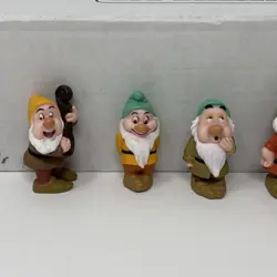 Vtg 1993 Mattel Disney Snow White's 7 Seven Dwarfs PVC Figure Lot Cake Topper - Image 2