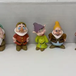 Vtg 1993 Mattel Disney Snow White's 7 Seven Dwarfs PVC Figure Lot Cake Topper - Image 3