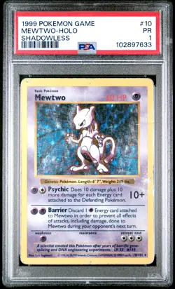 Pokemon Card English - Mewtwo Holo Shadowless #010 - Base Set - PSA 1 - Image 2