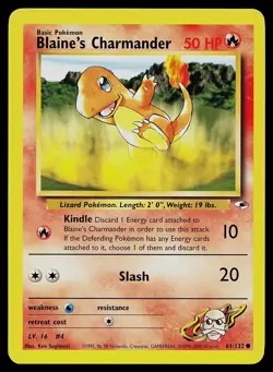 Pokemon Card Gym Heroes Blaine's Charmander 61/132 Common - Image 1