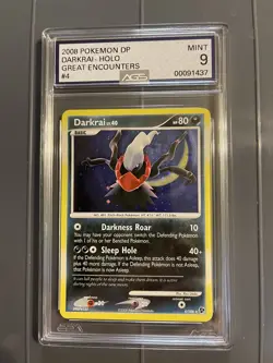 AGS 9 MINT Holo Darkrai Pokemon Card Diamond & Pearl Great Encounters 4/106 - Image 1