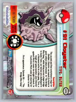 Cloyster #91 Topps Pokemon Card - Foil - Blue Logo - NM - Image 2