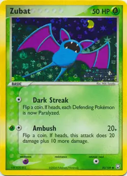 Reverse Holo Stamped Zubat Pokemon Card Ex Team Rocket Returns 82/109 - Image 1