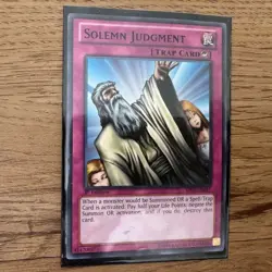 BP01-EN047 Solemn Judgment Black Rare 1st Edition NM Yugioh Card - Image 1