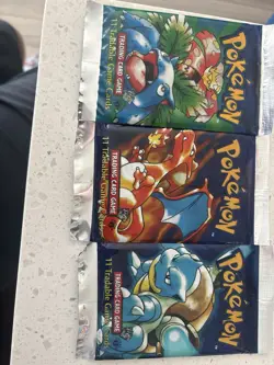 Pokemon Base Set 3 Sealed Booster Packs Venusaur Charizard Blastoise 1999 - Image 1