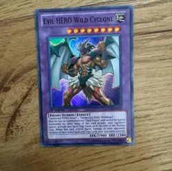 YUGIOH EVIL HERO WILD CYCLONE LCGX-EN070 1ST SUPER (NM) - Image 1