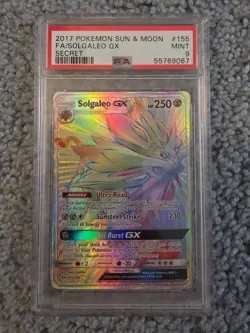 2017 POKEMON SUN & MOON SECRET RARE #155 FULL ART/SOLGALEO GX PSA 9 - Image 1