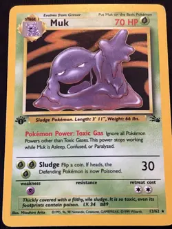Muk 13/62 Holo Rare Fossil Pokemon 1st Edition Holo - Image 1
