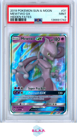 MEWTWO GX HIDDEN FATES POKEMON SUN & MOON HIDDEN FATES 2019 31 PSA 9 - Image 1
