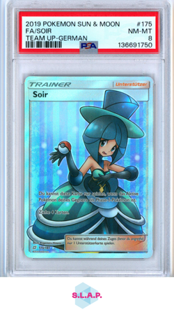 FA/SOIR TEAM UP-GERMAN POKEMON SUN & MOON TEAM UP 2019 175 PSA 8 - Image 1