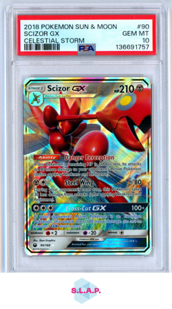 SCIZOR GX CELESTIAL STORM POKEMON SUN & MOON CELESTIAL STORM 2018 90 PSA 10 - Image 1